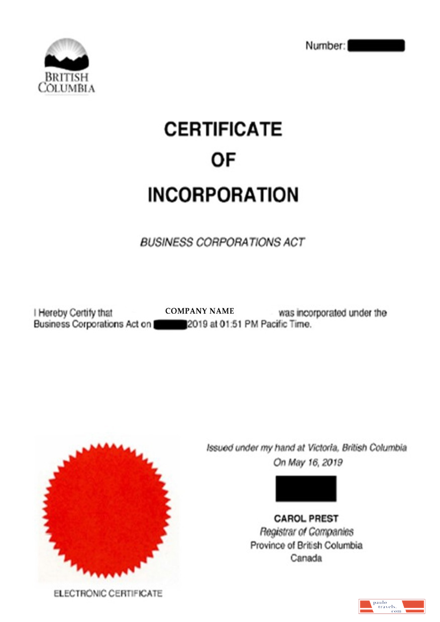 Columbia Certificate of Incorporation